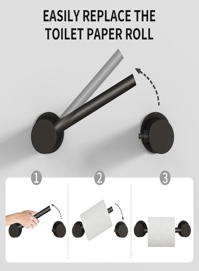 YUMORE Toilet Paper Holder Wall Mounted, Springless Pivoting Bathroom Tissue Holder, Easy One-Hand Reload No Spring Needed, Matte Black Modern Bathroom Hardware Accessories - Image 3