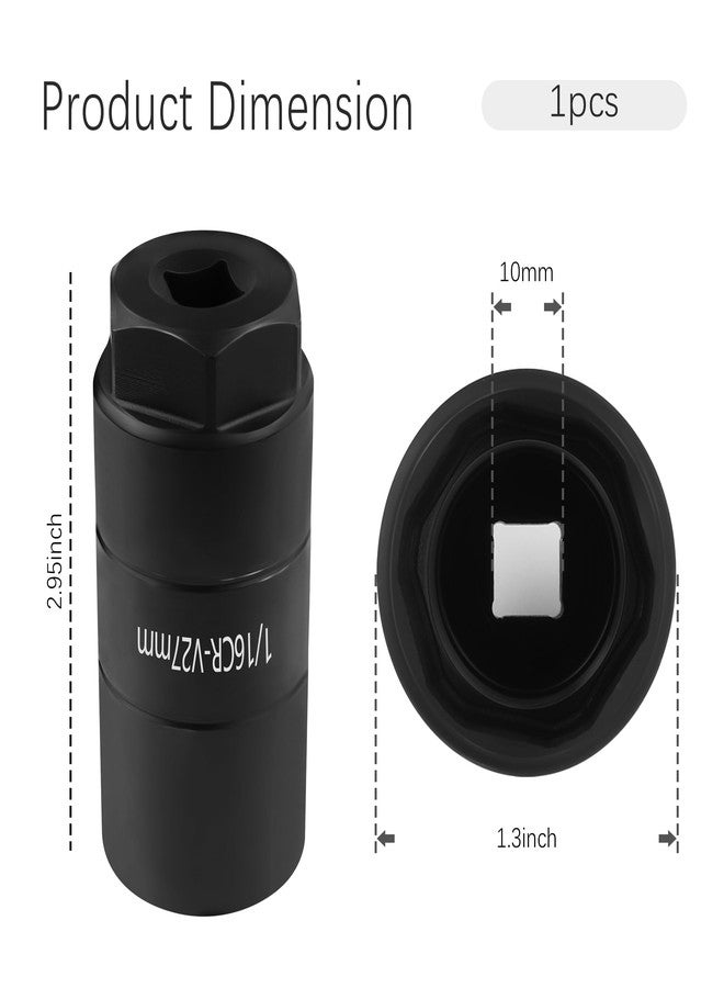 IHOTDER Oil Pressure Sensor Socket,1 1/16 Socket Switch Fits 3/8" Drive or 1 1/8" Hex Wrench,Professional Oil Pressure Switch Socket for Quick Removing/Installing Oil Sending Unit (Black) - Image 2