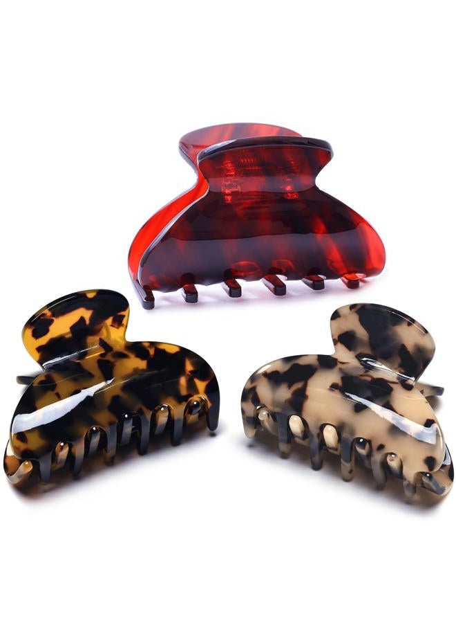 Fsmiling Womens Hair Clips Medium Claw Clips Tortoise Hair Jaw Clips Celluloid Hair Claw Clamps Acetate Hair Clip 3 Pack,Tortoise Shell/Tokyo/Burgundy - Image 1