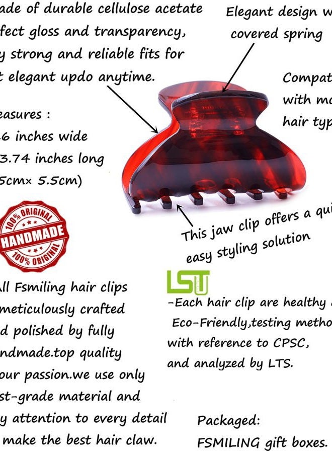 Fsmiling Womens Hair Clips Medium Claw Clips Tortoise Hair Jaw Clips Celluloid Hair Claw Clamps Acetate Hair Clip 3 Pack,Tortoise Shell/Tokyo/Burgundy - Image 3