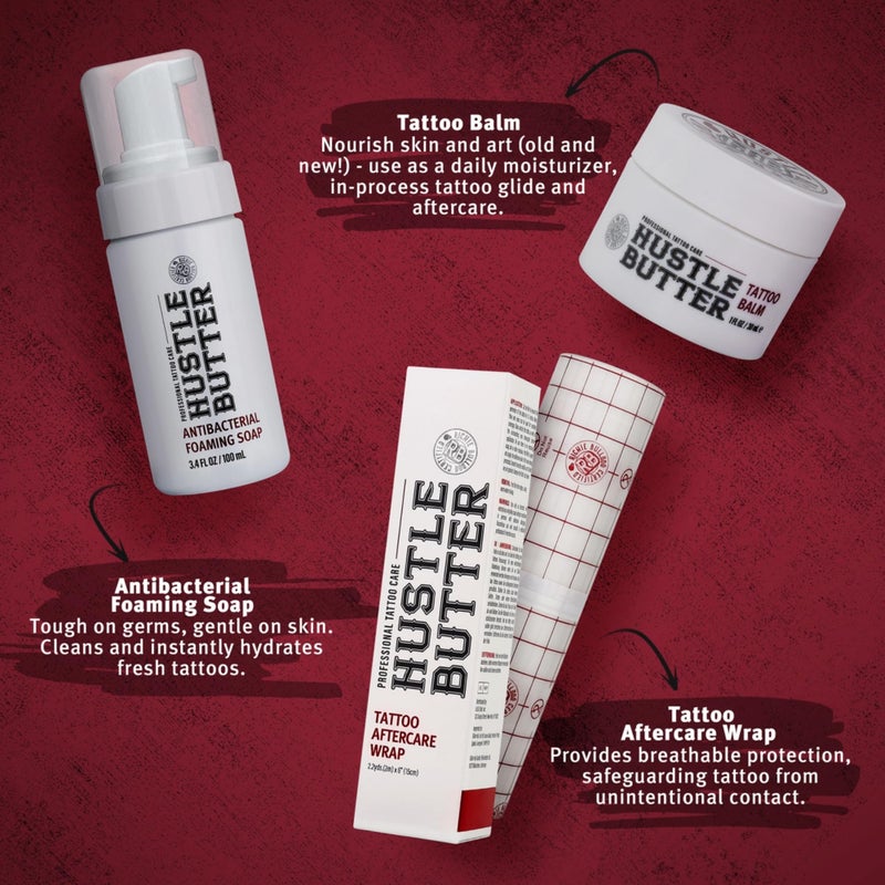 hustle butter deluxe Hustle Butter Tattoo Aftercare Kit - Tattoo Balm, Antibacterial Soap, and Aftercare Wrap - TSA-Friendly Balm & Soap - Easy Removal, Mess-Free Wrap - Image 2