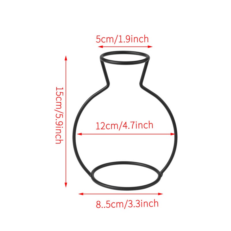 Black Metal Flower Vase: Lightweight Iron Frame With 5.5cm Top Circle - Wire Frame For Upright Flower Stems Glass Base Compatible for Indoor Outdoor Home Cafe Decor - Image 3