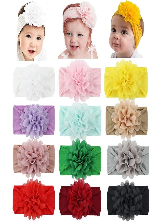 WHISKET Chiffon Flower Baby Girls Headbands Soft Elastic Nylon Hairbands Baby Bows Hair Accessories (2) - Image 1