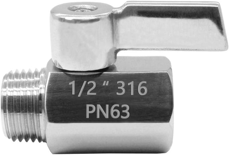 beduan Mini Ball Valve Stainless Steel(316) 1/2" NPT Male x NPT Female Mini Ball Shutoff Valve (Pack of 1) - Image 5