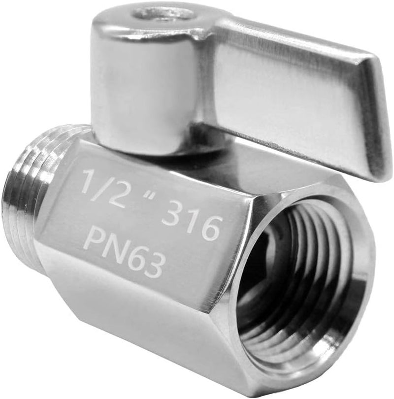 beduan Mini Ball Valve Stainless Steel(316) 1/2" NPT Male x NPT Female Mini Ball Shutoff Valve (Pack of 1) - Image 4