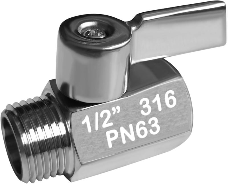 beduan Mini Ball Valve Stainless Steel(316) 1/2" NPT Male x NPT Female Mini Ball Shutoff Valve (Pack of 1) - Image 2