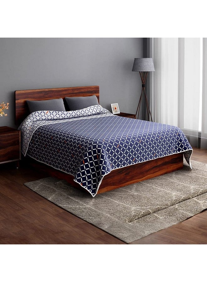 Sleepyhead Sleepyhead Honeycomb-120 Gsm Reversible Cotton Dohar|Ac Blanket(Double,84" X 88",Navy Blue&White),tc-200 - Image 1