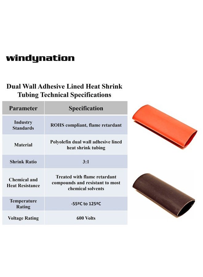 WindyNation Positive and Negative Pure Copper Top Post Battery Cable Ends Terminal Connectors + Dual Wall Adhesive Heat Shrink Tubing - 2/0 Gauge Silver BTC-2/0AG-PN-3/4HS-02 - Image 3