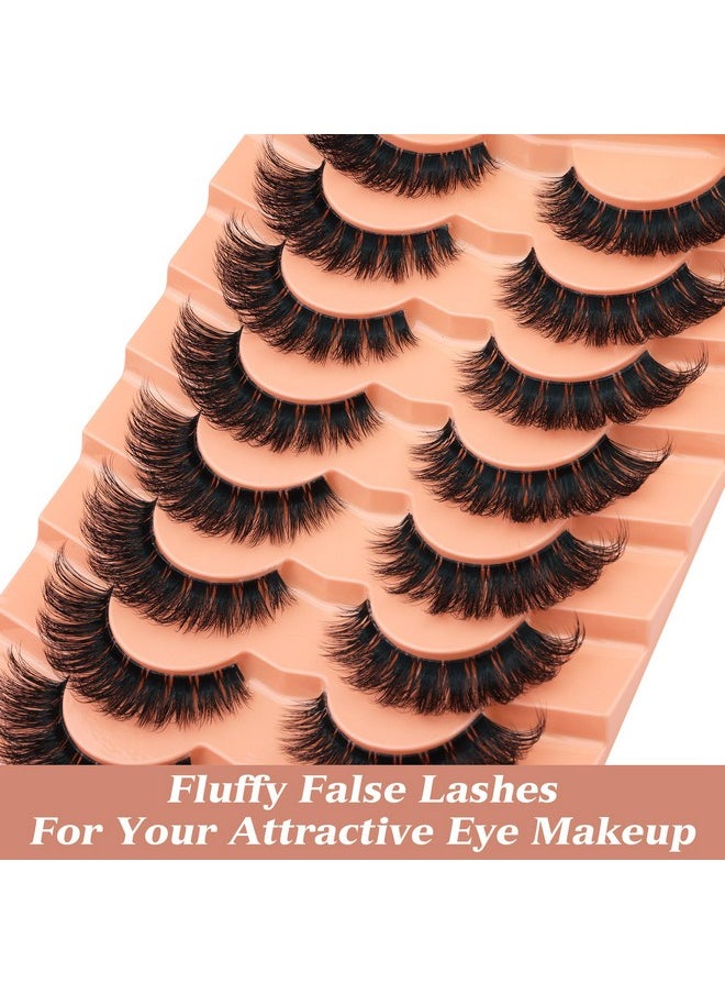 Newcally - False Eyelashes Russian Strip Lashes Wispy Mink Lashes Fluffy D Curl Fake Lashes Like Eyelash Extension Lash Strips 9 Pairs Pack - Image 1