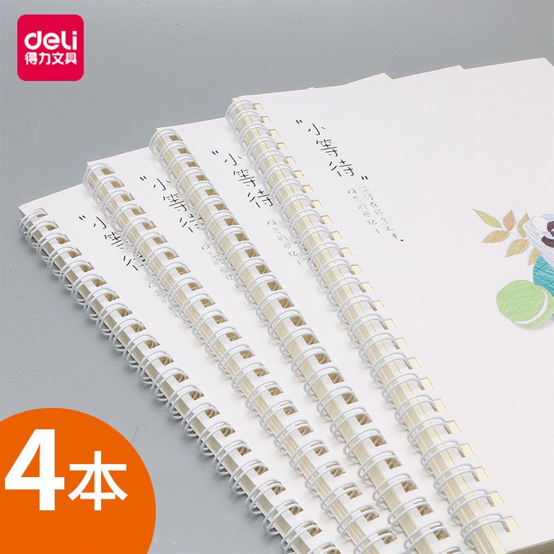 Deli Notebook College Students A5B5 Thickened Spiral Coil Stationery Korea Small Fresh Notepad - Image 2