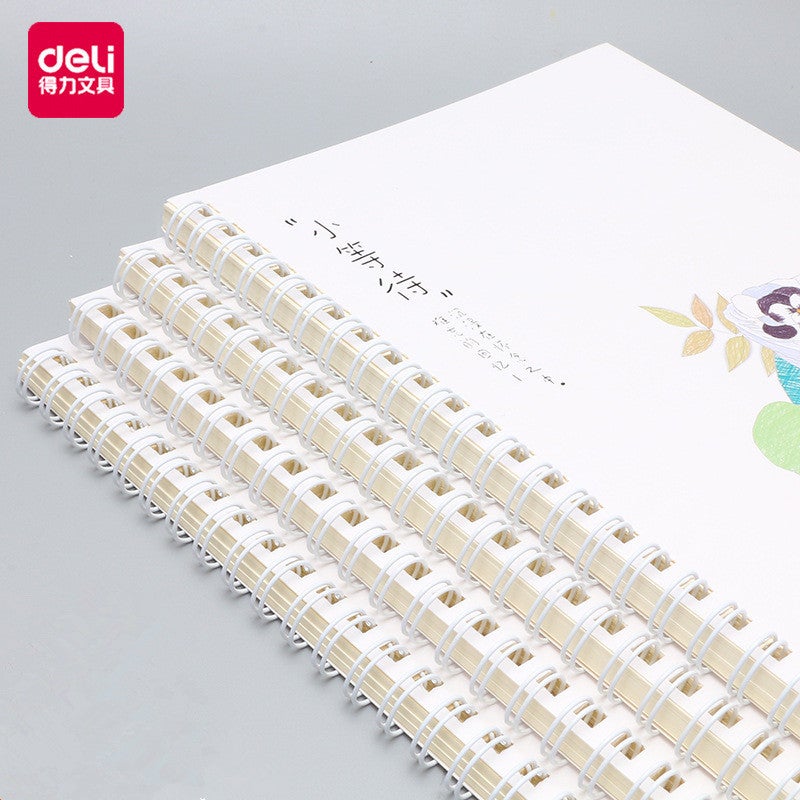 Deli Notebook College Students A5B5 Thickened Spiral Coil Stationery Korea Small Fresh Notepad - Image 3
