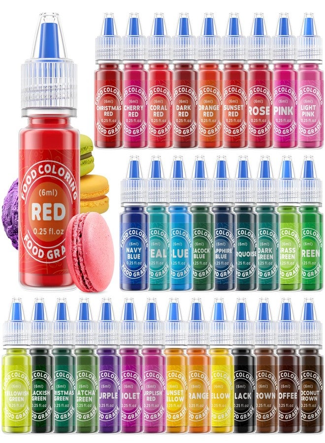 Cherrysea Food Coloring - 33 Food Grade Vibrant Colors Food Coloring Liquid Set, Food Dye Color for Baking, Icing, Cookie, Cake Decorating, Easter Egg, DIY Making Supplies Kit (0.25 Fl Oz (Pack of 33)) - Image 1