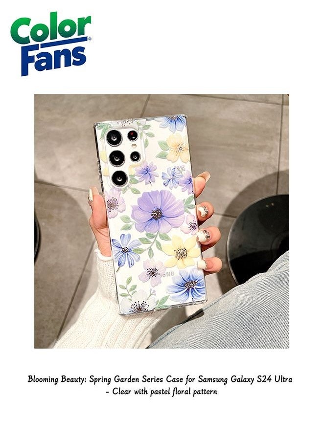 Color Fans Blooming Beauty: Spring Garden Series Case for Samsung Galaxy S24 Ultra - Clear with pastel floral pattern  - Image 1