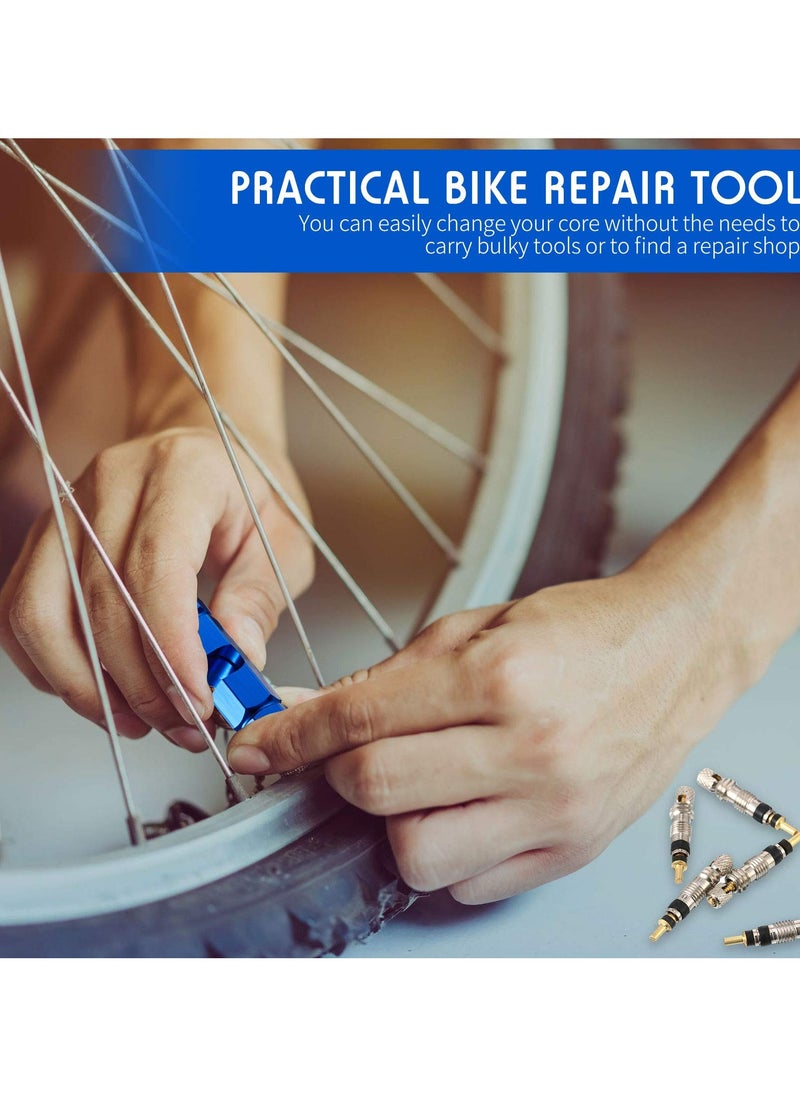 SYOSI SYOSI Valve Core Remover Tool Kit Blue Bicycle Valve Core Tightening Tool and 10 Pieces Valve Cores Brass for Bike Bicycle Tire Application  - Image 2