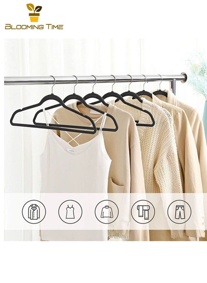 بلومنغ تايم 100 الشماعات عدم الانزلاق ، يتدفقون الشماعات ، منظم الملابس ، الشماعات عدم الانزلاق متعددة الوظائف ، الشماعات البلاستيكية المضادة للتجاعيد الكبار ، رفوف التجفيف الرطب والجاف ، تخزين الملابس ، الفاخرة الخفيفة ، أسود - Image 2