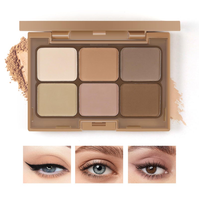 Boobeen 6 Colors Nude Eyeshadow Palette, Matte Shimmer Eyeshadow Makeup Palette for Neutral Smokey Bronze Eye Makeup - Image 1