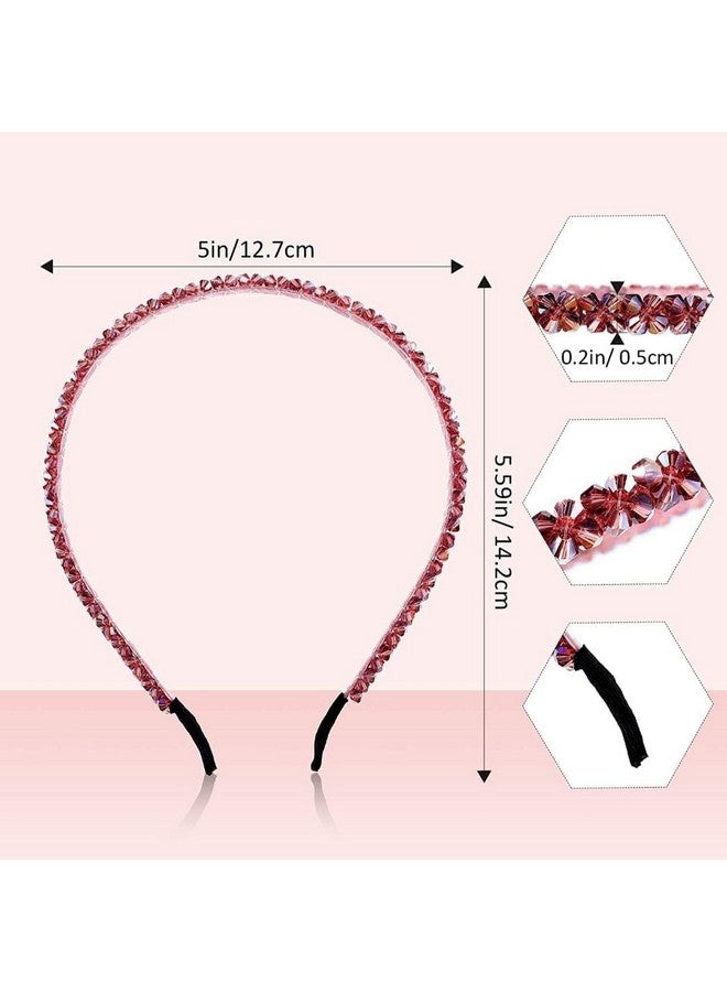 DN Creation Set of 3 Crystal Non Slip Beaded Headbands Bling Rhinestone Hairband Hair Hoop Band for Women & Girls - Assorted Color - Image 4