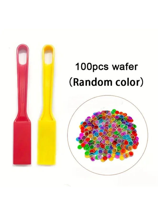 2 Bingo Game Wands With 100 Transparent Metal Discs Magnetic Wand Set Purple Rod Red Rod Plastic Counting Chips For Family Gatherings Tailgate Parties Lottery - Image 4