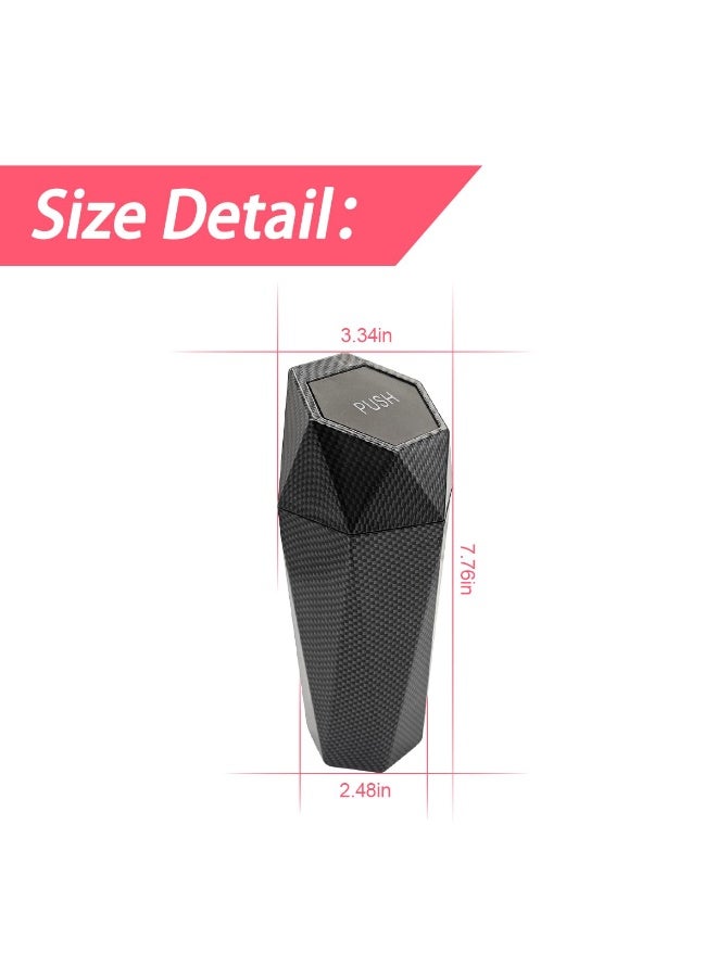 Beauenty Car Trash Can with Lid, New Car Dustbin Carbon Fiber Pattern Design, Leakproof Vehicle Trash Bin, Mini Garbage Bin for Automotive Car, Home, Office, Kitchen, Bedroom - Image 2