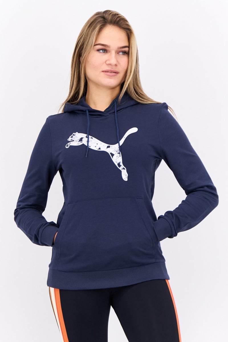 PUMA ملابس رياضية نسائية بأكمام طويلة مناسبة، خارجية، سويت شيرت، كحلي - Image 1