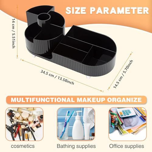 HOME CUBE Rotating Makeup Organizer for Vanity, 360° Rotating Bathroom Organizer, Cosmetic Toiletries Perfume Storage Organizer for Dressing Table Countertop Bedroom Bathroom Makeup Room (Black) - Image 5