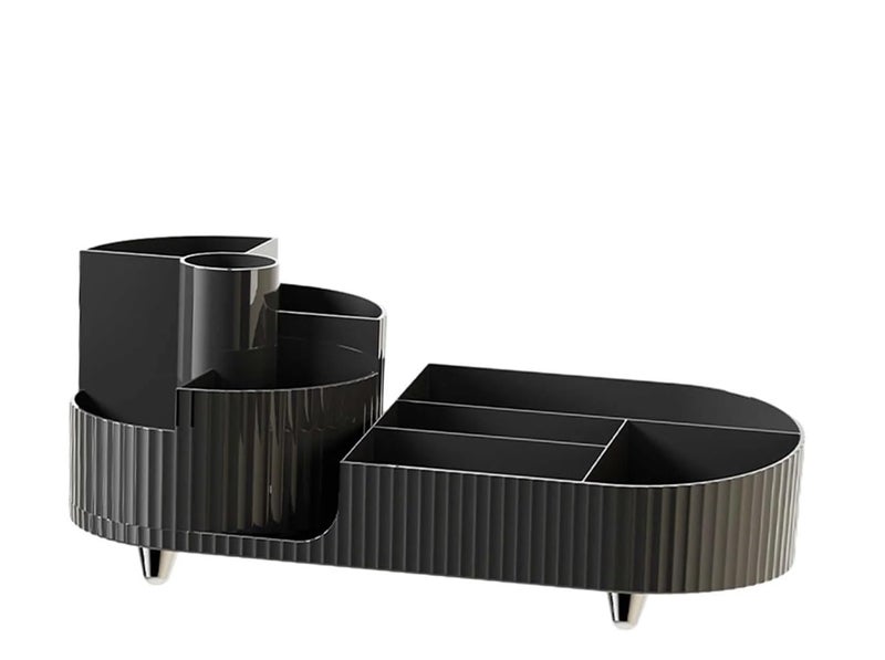 HOME CUBE Rotating Makeup Organizer for Vanity, 360° Rotating Bathroom Organizer, Cosmetic Toiletries Perfume Storage Organizer for Dressing Table Countertop Bedroom Bathroom Makeup Room (Black) - Image 1