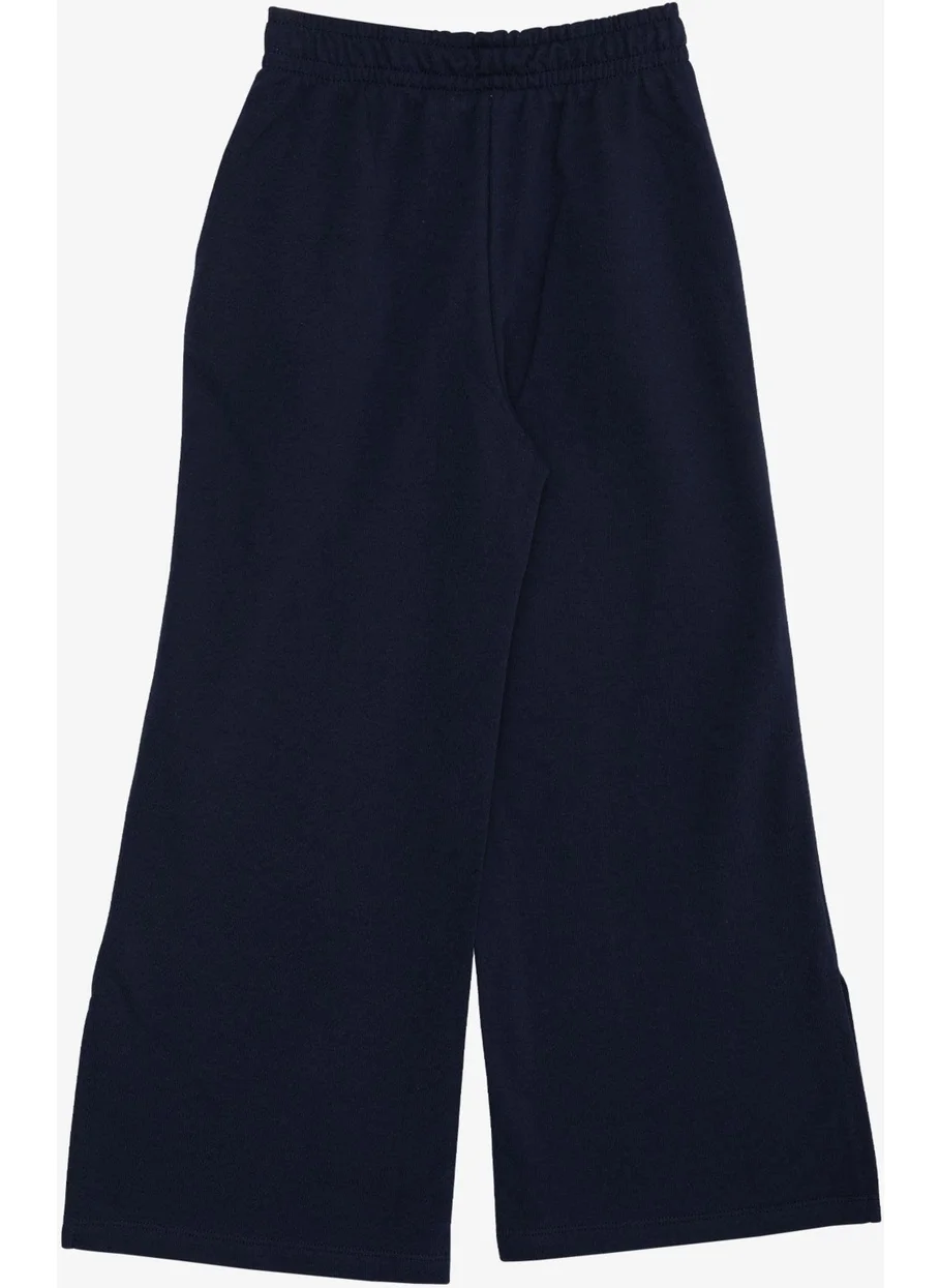 Breeze Girl Child Bottom Wide Leg Slit Lace Accessory Pocket 8-12 Years, Navy Blue