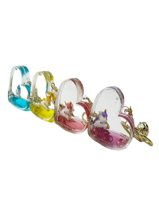 Buko Fashion Lifestyle Heart Shape Unicorn Floating Water Liquid Keychain Keyring Pendant For Bag, Car Key Hanging Cute Cat Charm (PINK) - Image 5