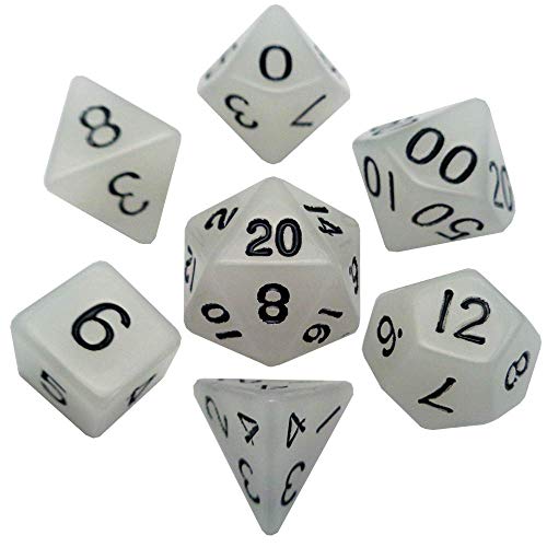 Metallic Dice Games مجموعة نرد بوليهدرا 16 مم شفاف يتوهج في الظلام - Image 1