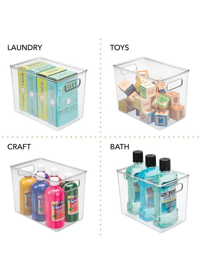 mDesign Plastic Deep Kitchen and Pantry Organizer Storage Bin with Handles for Cabinet, Fridge, Freezer - Food Storage Containers for Snacks, Yogurt Pouches or Fruit, Ligne Collection, 2 Pack, Clear - Image 4