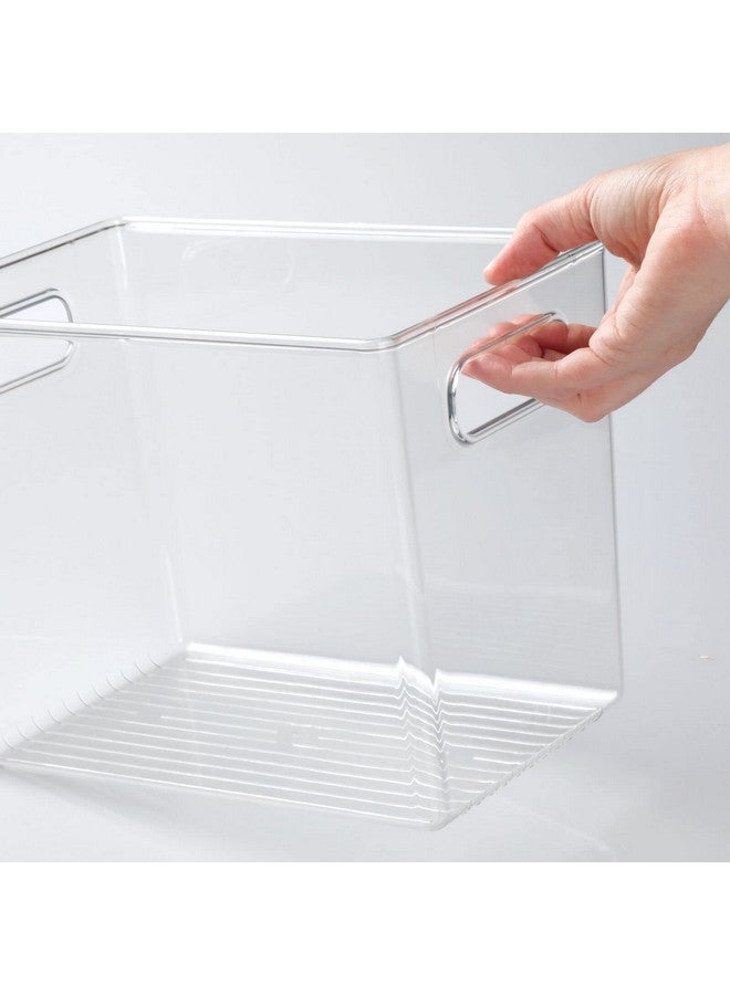 mDesign Plastic Deep Kitchen and Pantry Organizer Storage Bin with Handles for Cabinet, Fridge, Freezer - Food Storage Containers for Snacks, Yogurt Pouches or Fruit, Ligne Collection, 2 Pack, Clear - Image 5