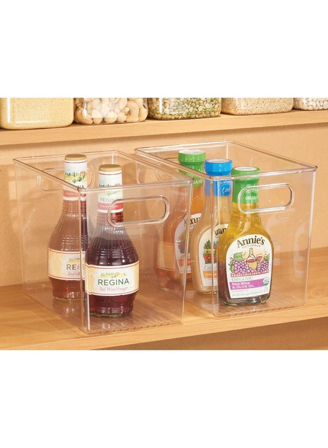 mDesign Plastic Deep Kitchen and Pantry Organizer Storage Bin with Handles for Cabinet, Fridge, Freezer - Food Storage Containers for Snacks, Yogurt Pouches or Fruit, Ligne Collection, 2 Pack, Clear - Image 3