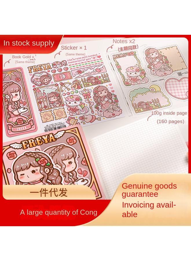 Bluejw DHZ Small Potato Hand Account Book New Square This Girl Children's Hand Account Book Sticker Tape All Suit Girls - Image 2