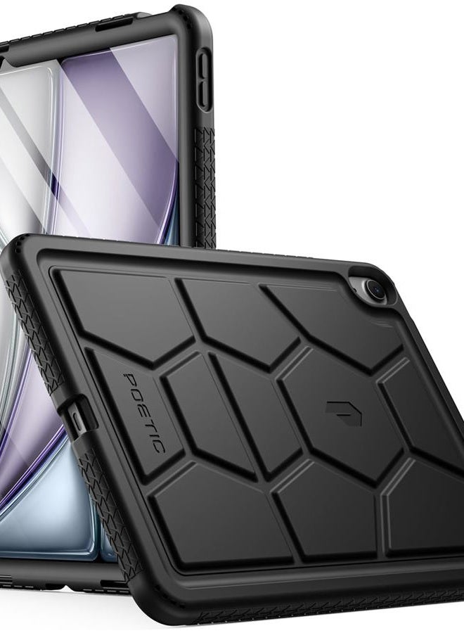 POETIC TurtleSkin Case Designed for iPad Air 11 Inch M2 2024 Only, Heavy Duty Shockproof Rugged Kids Friendly Drop Protection Silicone Cover Case, Black - Image 1