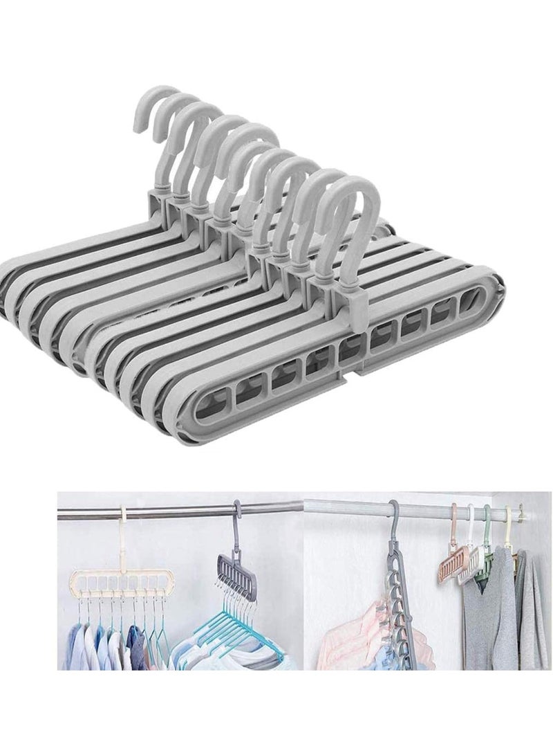 Magic multi-functional space-saving clothes organizer with hook design and 9 slots, 10 pieces