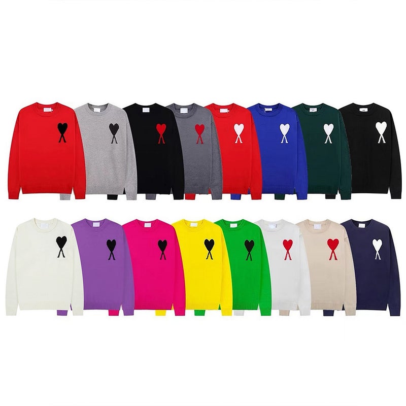 High-Neck Heart Knitwear For Men And Women Stripesd Youth Peach Heart Am* Casual Pullover Knitwear - Image 2