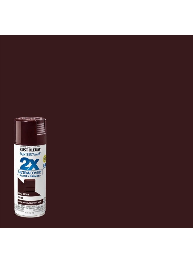 RUST-OLEUM 334038 Painter's Touch 2X Ultra Cover Spray Paint, 12 oz, Gloss Kona Brown - Image 2