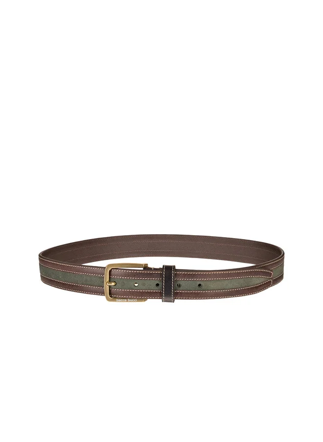 Bacca Bucci  Men's brown Belt With Green Stripe Solid Leather Belt for Men | Best Price UAE