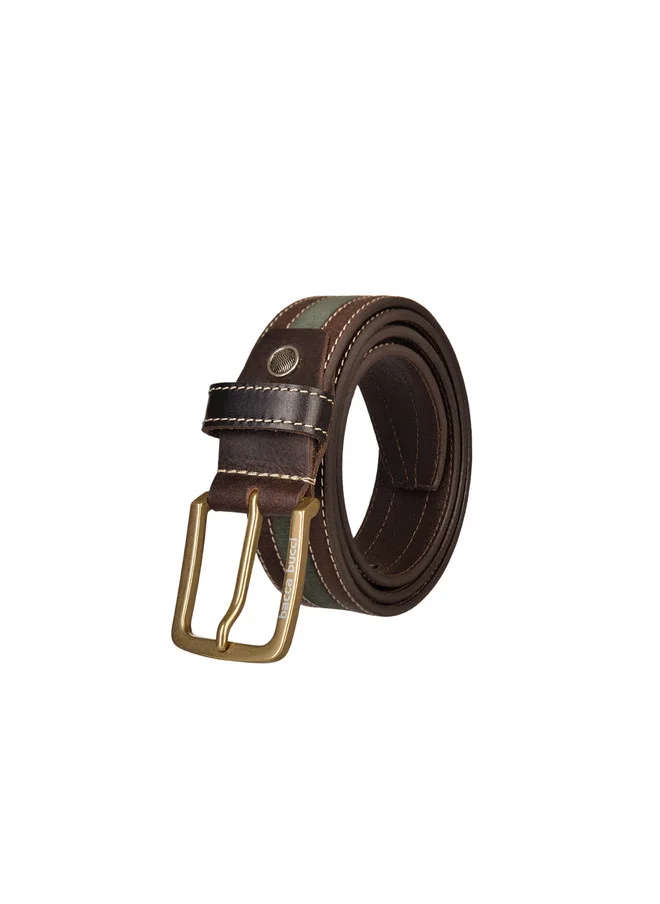 Bacca Bucci  Men's brown Belt With Green Stripe Solid Leather Belt for Men | Best Price UAE