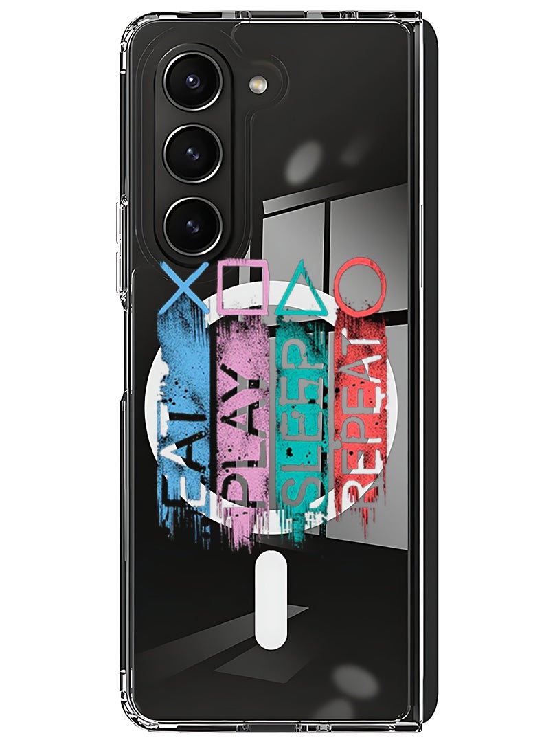 Theodor Magnetic Case for Samsung Galaxy Z Fold 6 Compatible with MagSafe Wireless Charging, Shockproof Phone Bumper Cover Eat play sleep repeat - Image 1