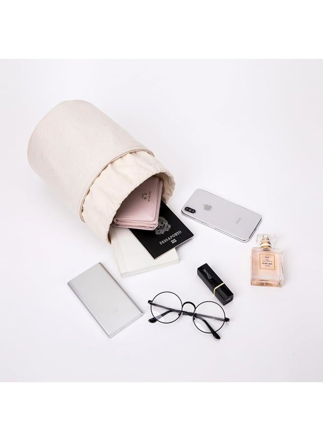 YONBEN Cosmetic Bag with Drawstring Closure, Canvas Multi-Functional Organizer for Makeup and Toiletries (XS, Beige) - Image 5