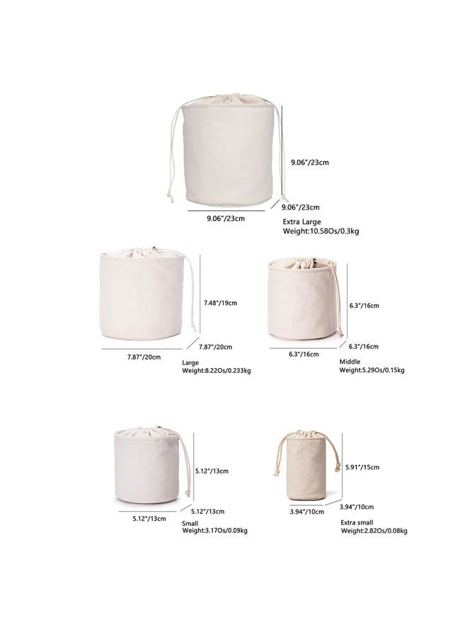 YONBEN Cosmetic Bag with Drawstring Closure, Canvas Multi-Functional Organizer for Makeup and Toiletries (XS, Beige) - Image 2