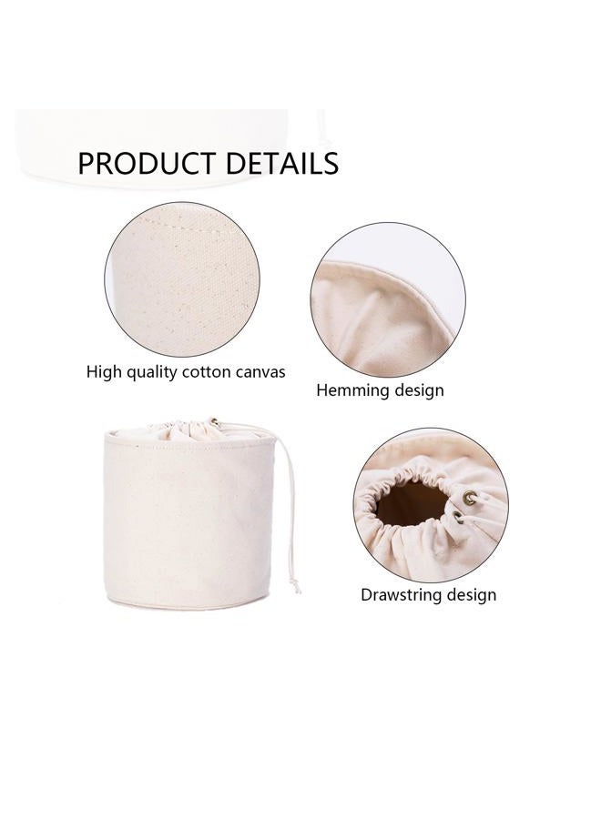 YONBEN Cosmetic Bag with Drawstring Closure, Canvas Multi-Functional Organizer for Makeup and Toiletries (XS, Beige) - Image 4