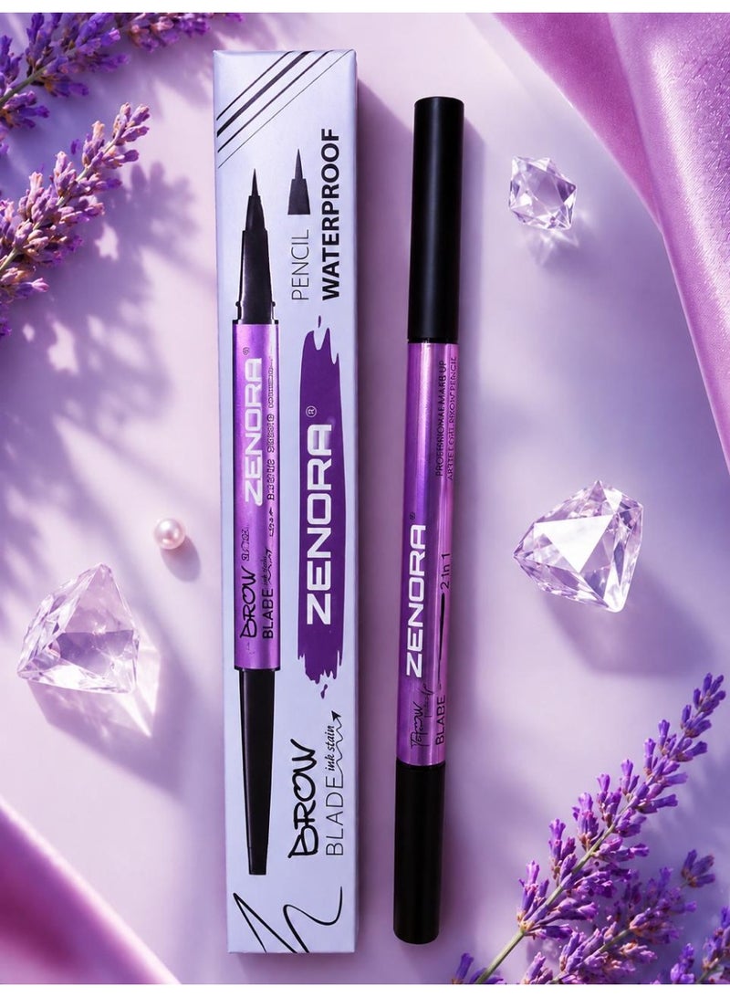 ZENORA WATERPROOF PENCIL & INK STAIN BROW TWINS 2IN1 DARK BROWN 002 Pack of 1 - Image 3