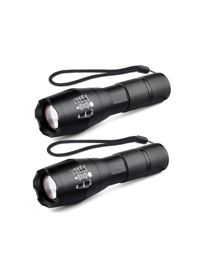 promass 2 Pack Bright LED Torch, Led Flashlight with 5 Light Modes, Zoomable Waterproof Flashlights for Home Outdoor Camping Hiking Emergency(Batteries Included) - Image 2