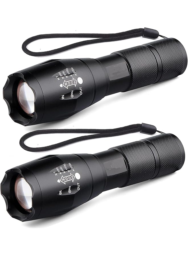 promass 2 Pack Bright LED Torch, Led Flashlight with 5 Light Modes, Zoomable Waterproof Flashlights for Home Outdoor Camping Hiking Emergency(Batteries Included) - Image 1
