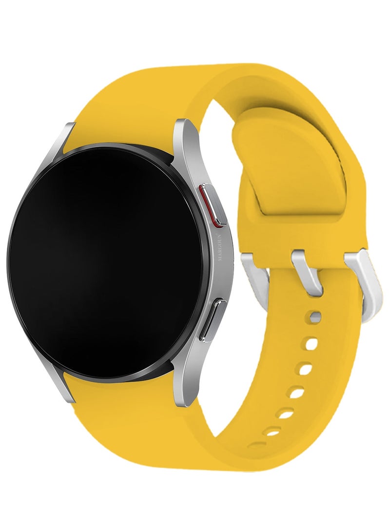 CATANES No Gap Bands 20mm Compatible with Samsung Galaxy Watch 7/6/5/4 Band 40mm 44mm/ Watch 6 Classic 47mm 43mm/Galaxy Watch 5 Pro 45mm/4 Classic 46mm 42mm Soft Silicone Sport Bands for Women Men - Yellow - Image 4