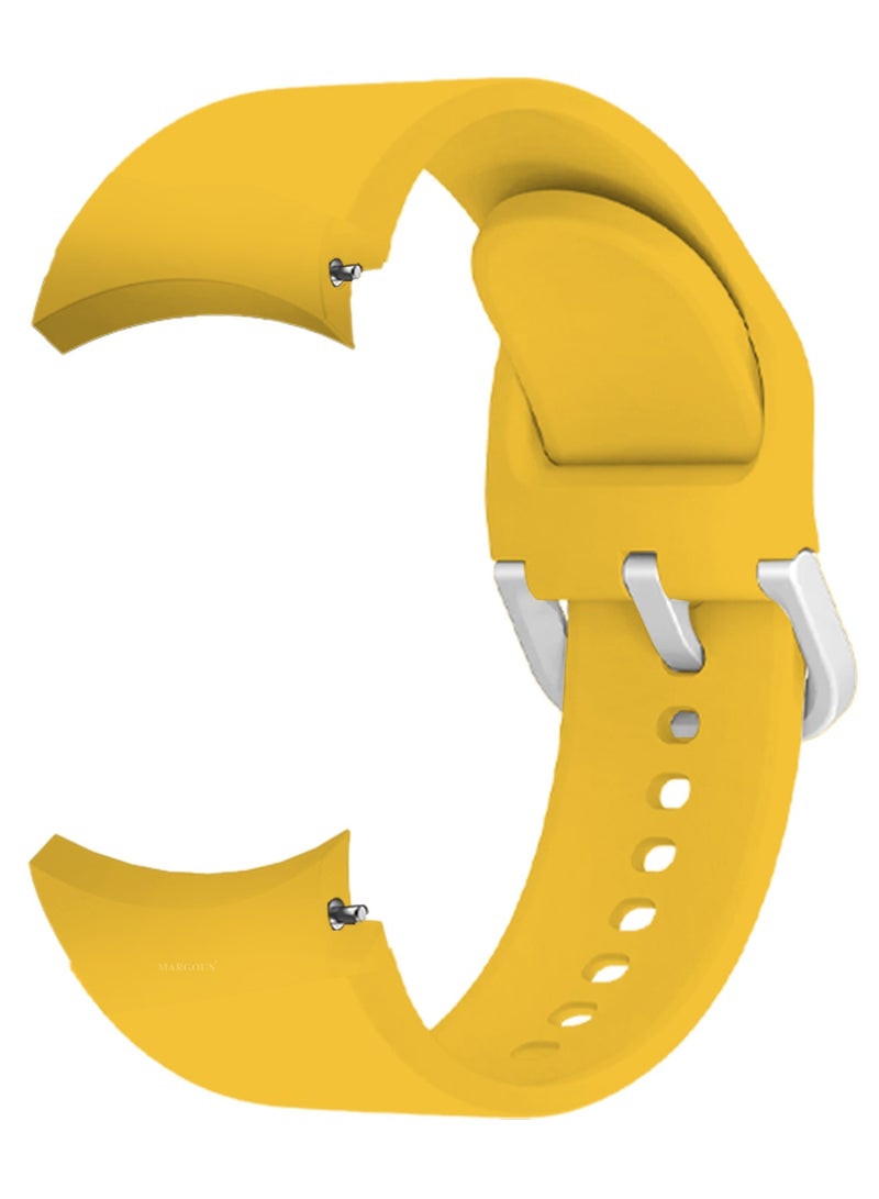 CATANES No Gap Bands 20mm Compatible with Samsung Galaxy Watch 7/6/5/4 Band 40mm 44mm/ Watch 6 Classic 47mm 43mm/Galaxy Watch 5 Pro 45mm/4 Classic 46mm 42mm Soft Silicone Sport Bands for Women Men - Yellow - Image 3