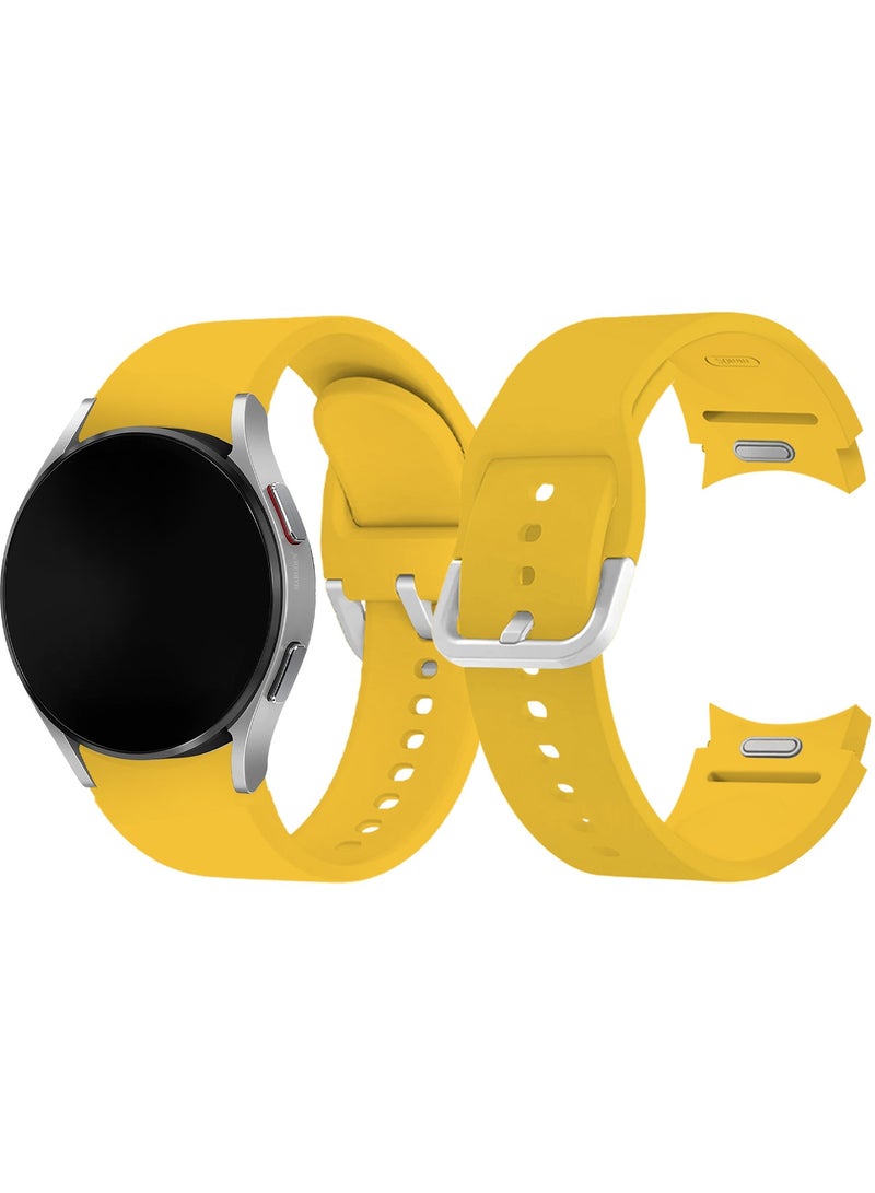CATANES No Gap Bands 20mm Compatible with Samsung Galaxy Watch 7/6/5/4 Band 40mm 44mm/ Watch 6 Classic 47mm 43mm/Galaxy Watch 5 Pro 45mm/4 Classic 46mm 42mm Soft Silicone Sport Bands for Women Men - Yellow - Image 5