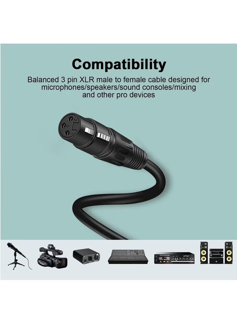 Microphone Cable Male To Female 3 Pin Cannon Balanced Extension Cable for Recording Applications, Mixers, Speaker Systems, DMX Lights, Mixer, Amplifiers (5 Meters) - Image 2